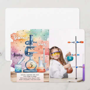 Kids Science Birthday Photo Inbjudningar
