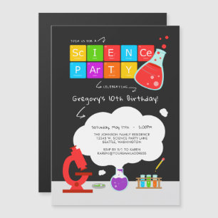 Kids Science Party Magnetisk Inbjudningskort