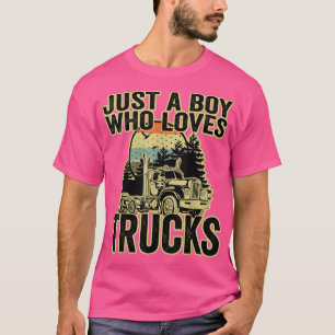 Kids Semi Lastbil Bara en pojke som Kärlek Lastbil T Shirt