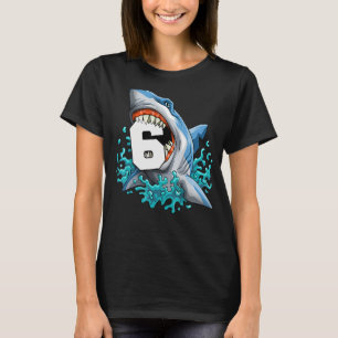 Kids Shark 6e Birthday Boys Funny Shark 6 år gamma T Shirt