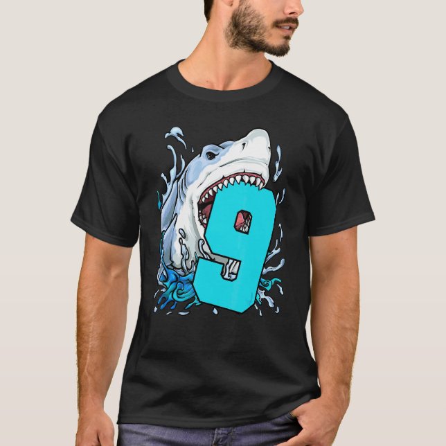 Kids Shark 9:e födelsedag 9 år gammal Ocean Shar T Shirt (Framsida)