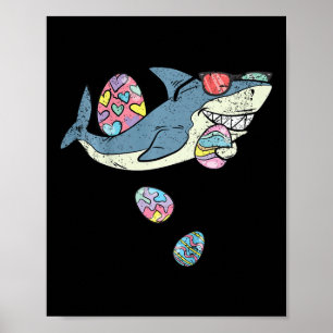 Kids Shark Egg Hunting Påsk Funny Vår Småbarn Poster