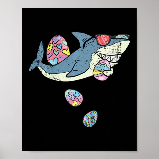 Kids Shark Egg Hunting Påsk Funny Vår Småbarn Poster (Framsidan)