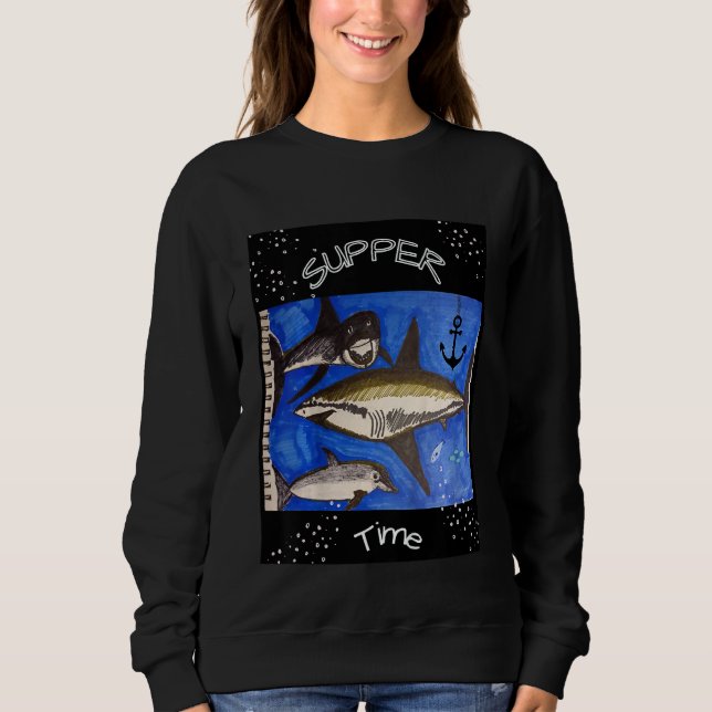 Kids Shark Supper Time Youth Cool T Shirt (Framsida)