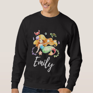 Kids Sjöjungfru Girl Namn Emily Lång Ärmad Tröja