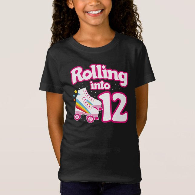 Kids Skate Party - 12:e Birthday - Roller Skating T Shirt (Framsida)