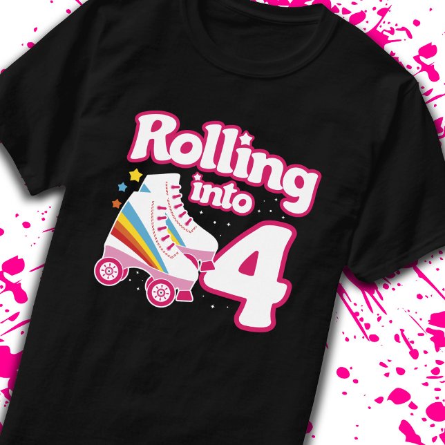 Kids Skate Party - 4e födelsedagen - Roller Skatin T Shirt (Skapare uppladdad)