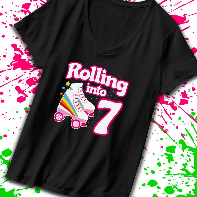 Kids Skate Party - 7:e Birthday - Roller Skating T Shirt (Skapare uppladdad)