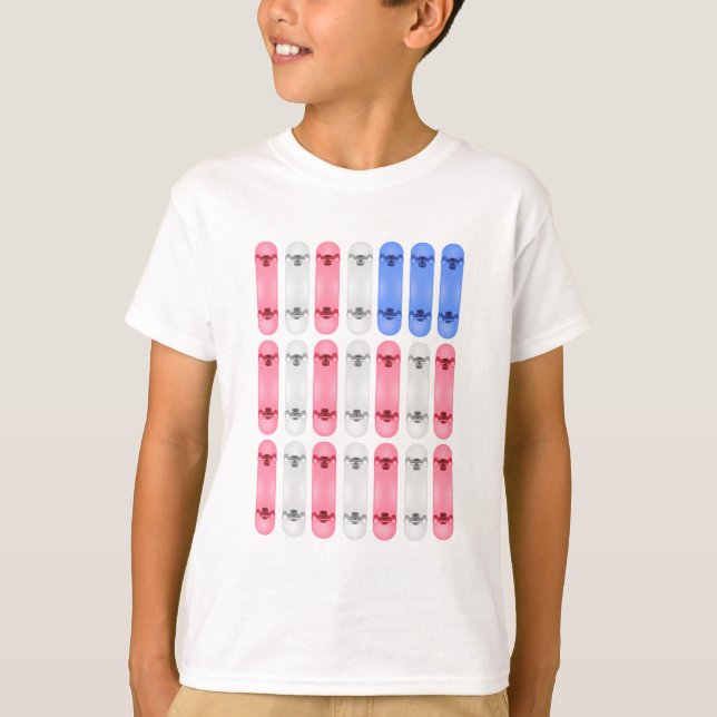 Kids Skateboard American Flagga T-shirt (Framsida)