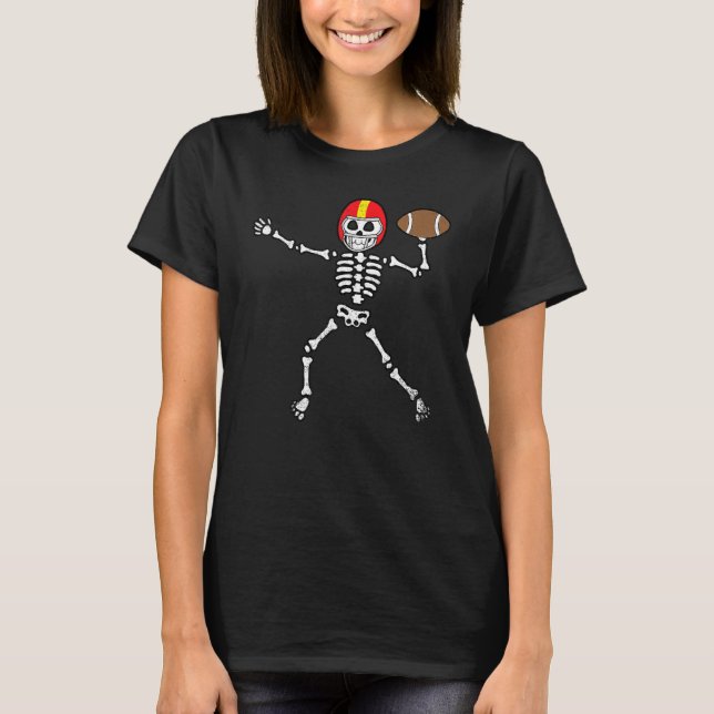 Kids Skeleton Football Halloween Sport Player Co T Shirt (Framsida)