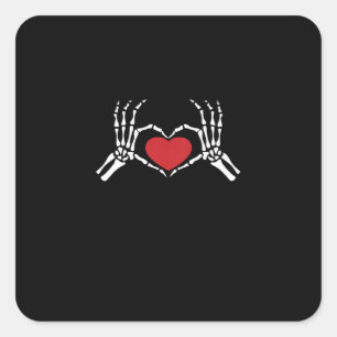 Kids Skeleton Hand Heart Valentines day Coola Clas Fyrkantigt Klistermärke