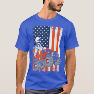 Kids Skeleton Monster Lastbil USA flagga Småbarn B T Shirt