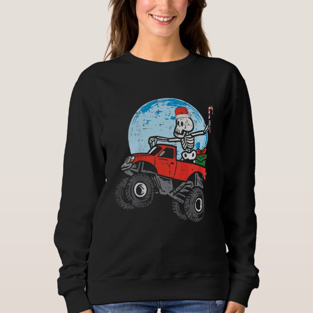Kids Skeleton Monster Truck Xmas Toddler Boys Chri T Shirt (Framsida)