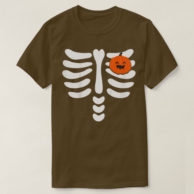 Kids Skeleton Pumpkin Heart Halloween Jackolantern T Shirt (Design framsida)