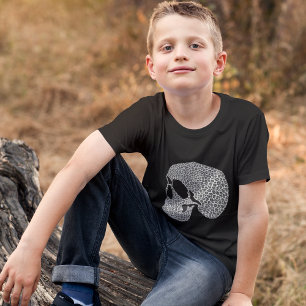 Kids Skull T Shirt - Intricate Abstrakt Red Skull
