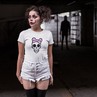 Kids Skull T-Shirt - Spooky Dam Rosa Bow Design