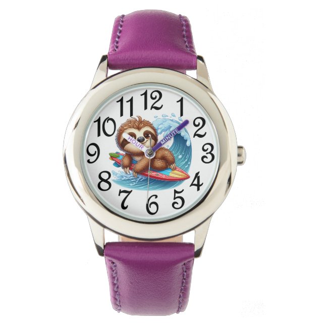 Kids Sloth Surfer Armbandsur (Framsida)