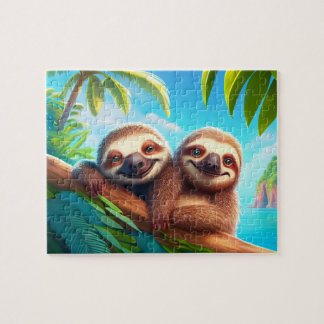 Kids Sloths Jigszawa Puzzle - Tropical Pussel