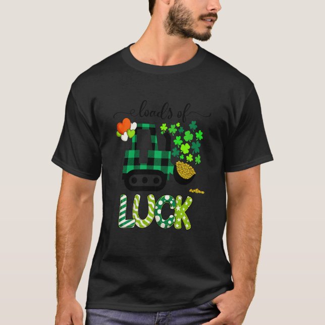 Kids Småbarn St patricks day Construction Lastbil  T Shirt (Framsida)