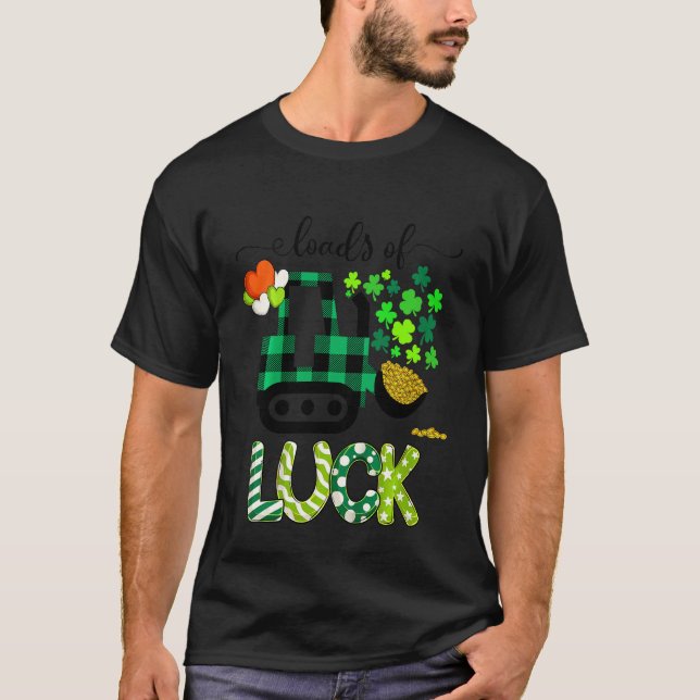 Kids Småbarn St patricks day Construction Lastbil  T Shirt (Framsida)