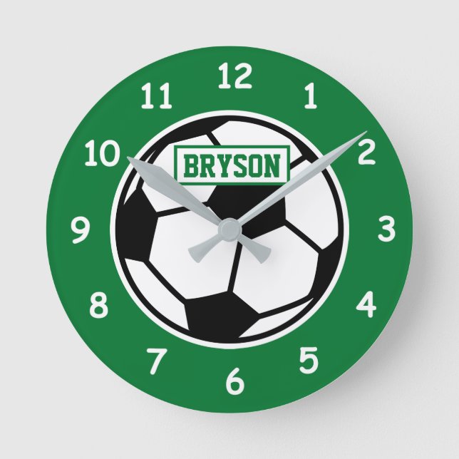 Kid's soccer ball wall clock for children's room rund klocka (Framsida)