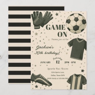 Kids Soccer Themed Birthday Invitation Inbjudningar
