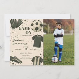 Kids Soccer Themed Birthday Photo Invitation Inbjudningar