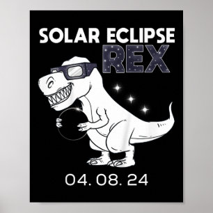 Kids Solar Eclipse T Rex 04.08.2024 Dino Roligt To Poster