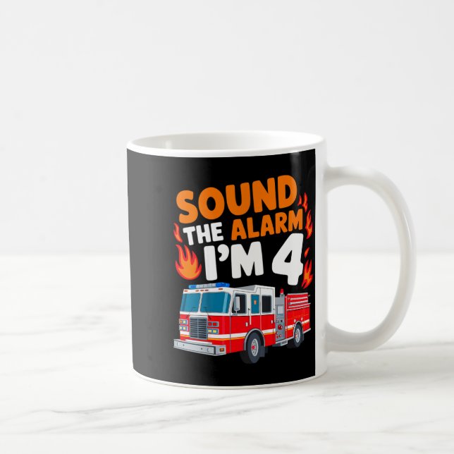 Kids Sound The Alarm I'm 4 Years Old 4th Birthday  Kaffemugg (Höger)
