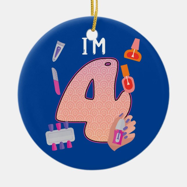 Kids Spa Makeup 4e födelsedagen for Little Girl Julgransprydnad Keramik (Framsidan)