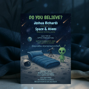 Kids Space Galaxy Utomjordingars Sleepover Födelse Inbjudningar