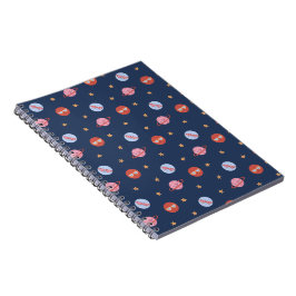 Kids Space Mini Pattern with Planets & Stars Anteckningsbok