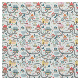 Kids Spela upp i Karta Cotton Fabric Kids Play Tyg