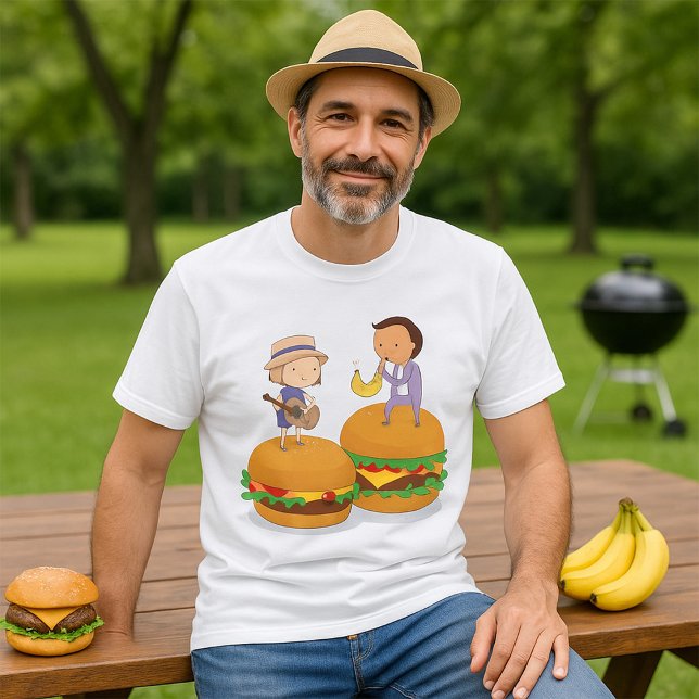 Kids spelar musik på Giant Cheeseburgers T Shirt (Skapare uppladdad)