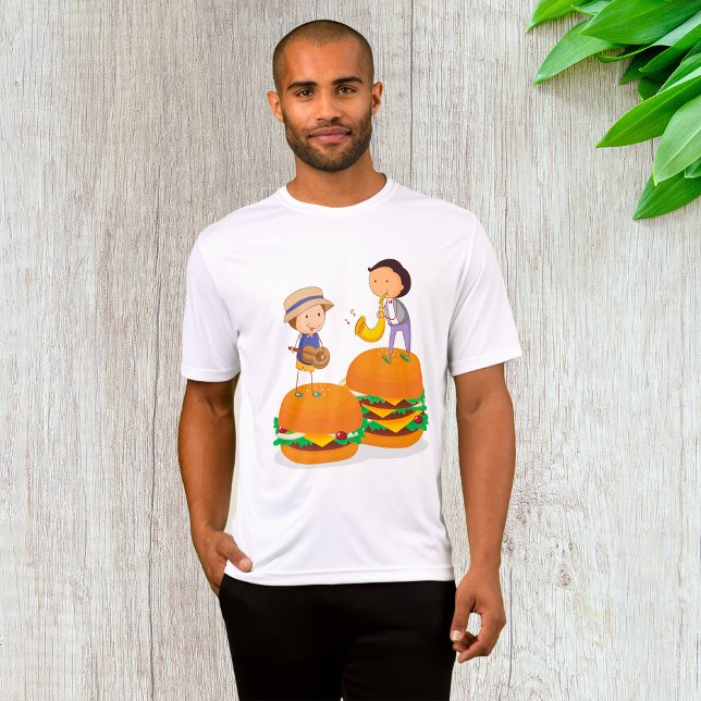 Kids spelar musik på Giant Cheeseburgers T Shirt (Skapare uppladdad)