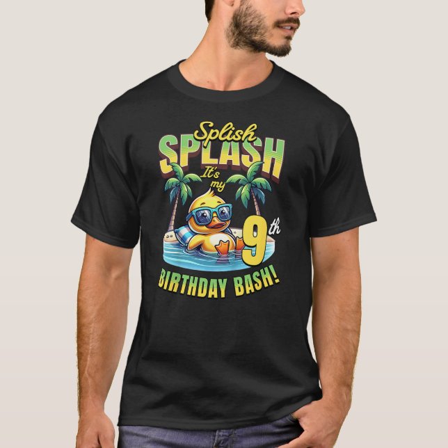 Kids Splish Splash 9th Birthday Bash Duck Beach Po T Shirt (Framsida)