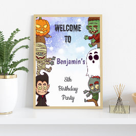 Kids Spooky Halloween fest Signs Poster