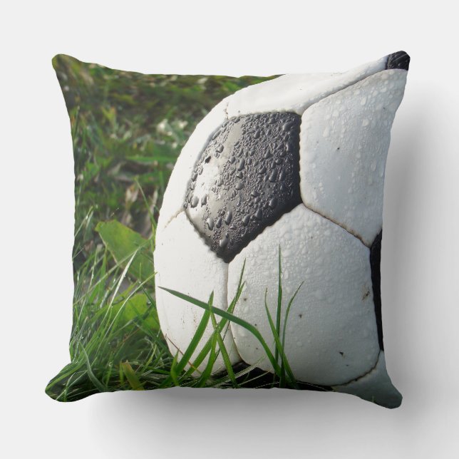 Kids Sports Soccer Ball Grönt Grass Soffa Pillow Kudde (Framsida)