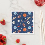 Kids sportutrustning Mönster på Blue Birthday Pappersservett<br><div class="desc">Den här roligten barn sportutrustning mönster har fotbollar, fotbollar, basebollar, volleybollar, hockeysticks och pucks och baseball fladdermus. Det idrottsliga redskapet har en mörk blått bakgrund. Det är ett underbart tillägg till en födelsedagsfest för en liten pojke eller flicka. Det gör också ett sött tillägg till andra party, som till exempel...</div>