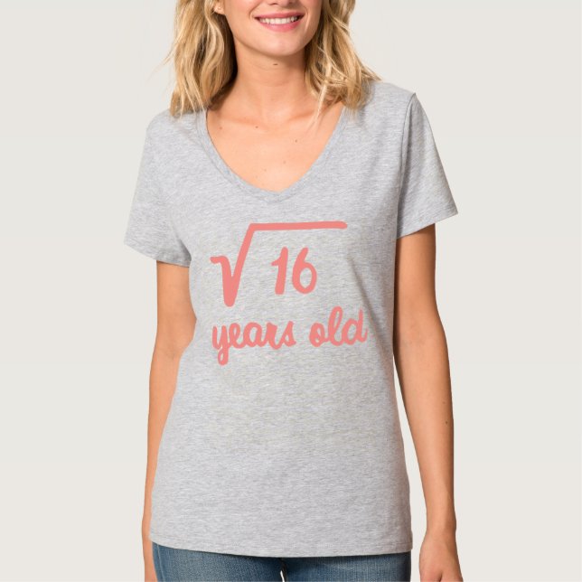 Kids Square Root of 16 Math Älskare 4 Years T Shirt (Framsida)