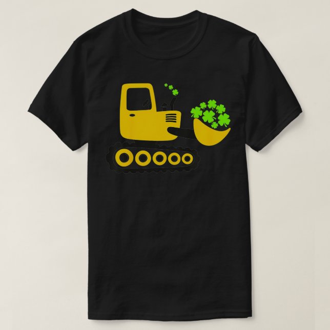 Kids St Patrick's Day Shamrocks Ecavator Digger Bo T Shirt (Design framsida)