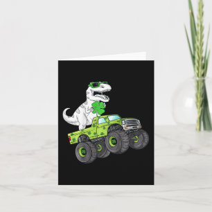 Kids St patricks day T Rex Riding Monster Lastbil Kort