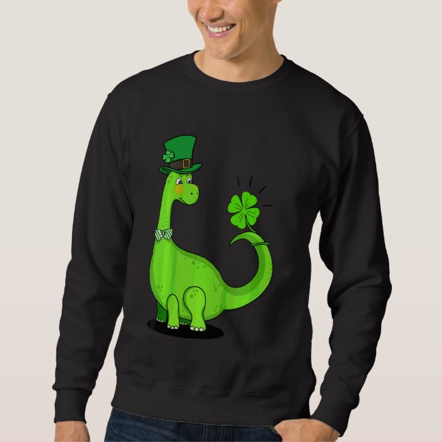 Kids St patrick's day Trex Dinosaur Irish Boys Kid Lång Ärmad Tröja (Framsida)