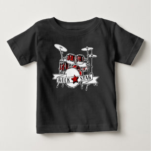 Kids Sten & Roll Drummer Rockstjärna Drum Kit Rock T Shirt