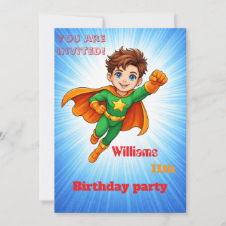 Kids Superhero Birthday Invitation Inbjudningar
