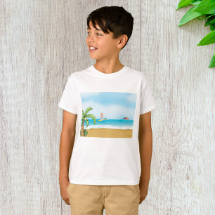 Kids Surfing Tropical Beach Roligt Sommaren T Shirt