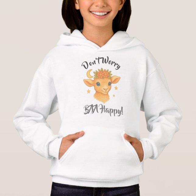Kids Sweatshirt Don't Worry BAA Happy T Shirt (Framsida)