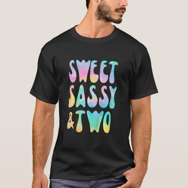 Kids Sweet Sassy och 2:a födelsedagskalan Tie Dye T Shirt (Framsida)