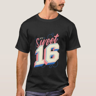 Kids Sweet Sixn 16:e Födelsedagsfesten Princess T Shirt