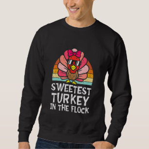 Kids Sweetest Turkey in Flock Småbarn Girl Tha Lång Ärmad Tröja